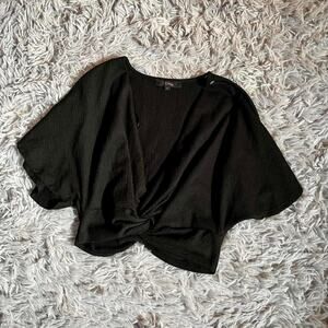 Black Twist Whimsygoth Witchy Flirty Grunge Punk Tomboy Boho Crop Top